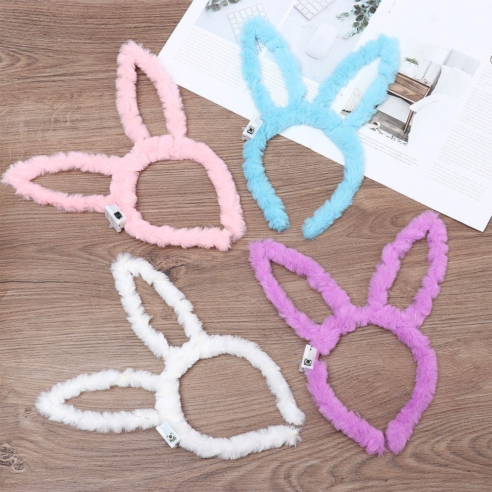 Cài tóc phối tai thỏ có đèn led 14 bóng dễ thương cho bé