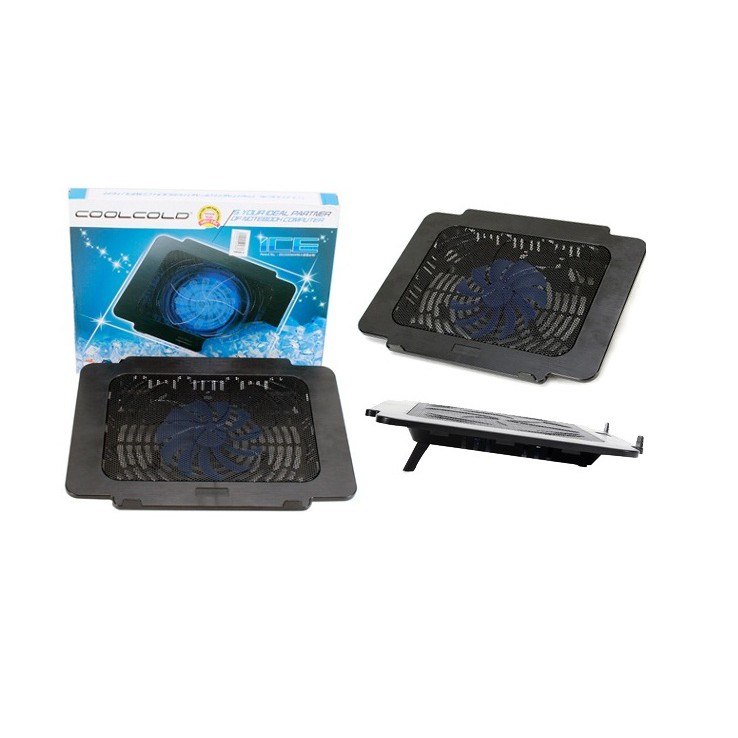 Đế quạt tản nhiệt Coolcold chính hãng 1Fan lớn giải nhiệt nhanh cho Laptop 14-16 Inch JW90