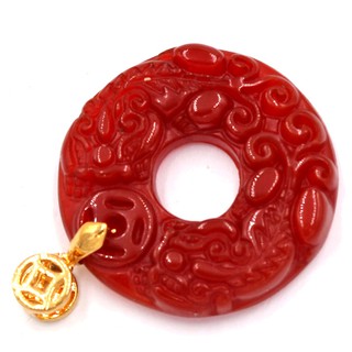 Mặt ngọc bội Tỳ Hưu đôi 3.3 đỏ