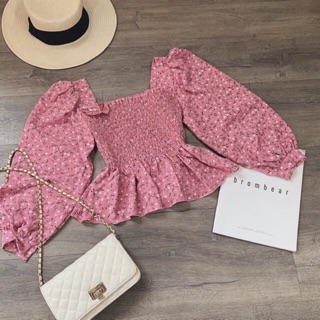 Áo peplum hoa/ Áo kiểu hoa/ Áo kiểu tay dài