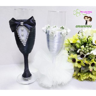Ly giao bôi hình co dâu chú rể trang trí-Hàng Handmade
