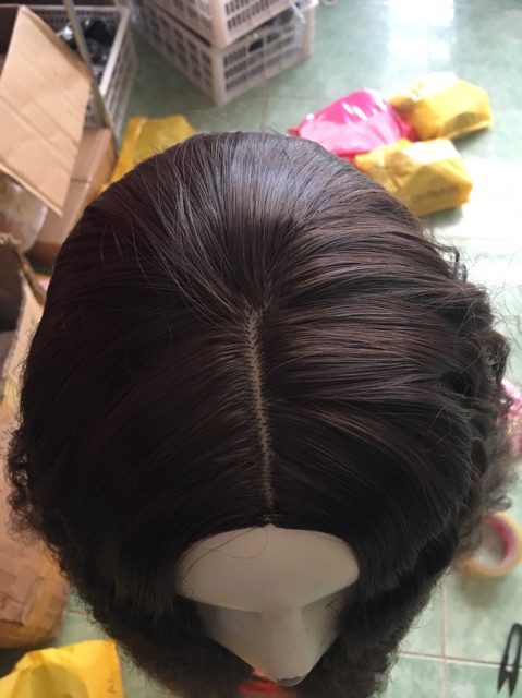 Tóc giả 2 máifreeship 50k❤️tóc xù sóng cao cấp- tặng lưới chùm tóc