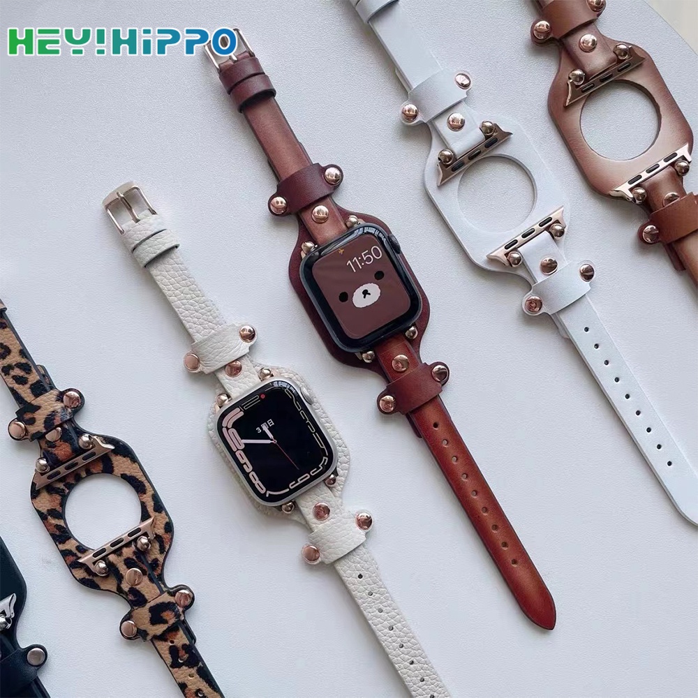 Dây Đeo Bằng Da Kiểu Mới Nhiều Màu Cho iwatch 45 / 44 / 42 / 41 / 40 / 38mm 7 / 6 / 5 / 4 / 42 / 41 / 40 / 38mm