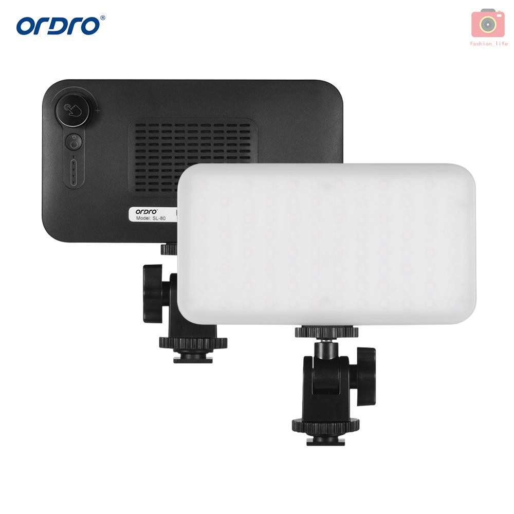 【fash】ORDRO Mini LED Video Light On-Camera Fill Light Photography Lamp Dimmable 2700-6500K CRI 95+ Built-in 2000mAh Battery with Cold Shoe Mount Adapter USB Charging Cable for Canon Nikon Sony DSLR Camera