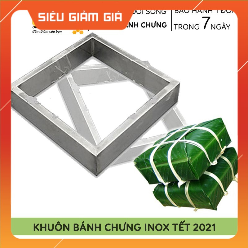 Khuôn Bánh Chưng Tết 2021 Inox 304 15x15, Khuôn Bánh Vuông Siêu Tiện Dụng Cho Mùa Tết