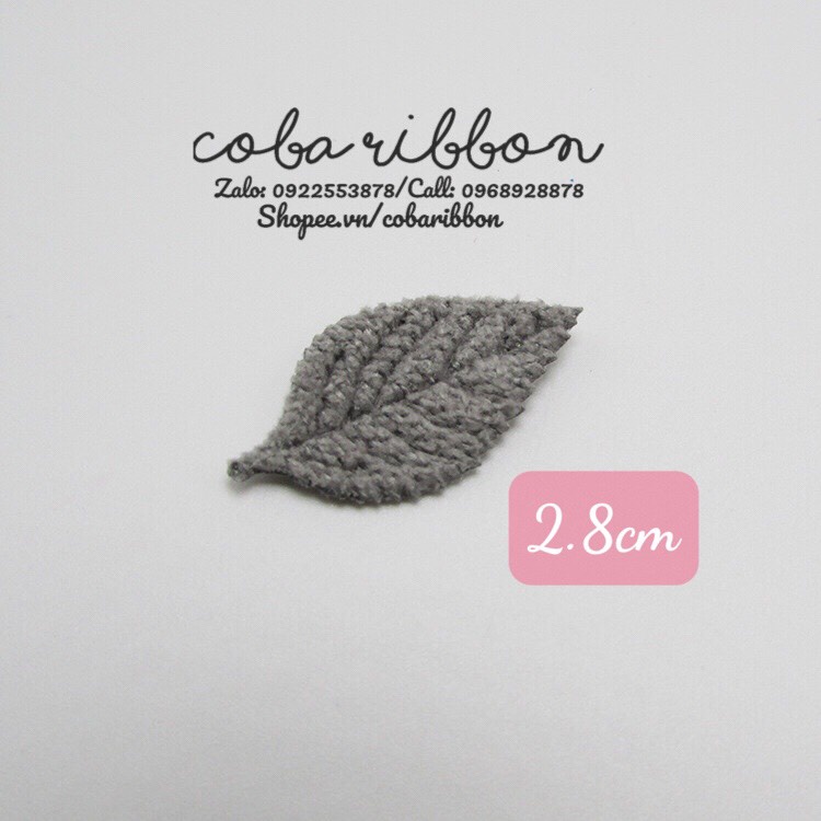 10 cái - Lá bằng vải len mẫu số 1, cỡ nhỏ dài 2.8cm, rộng 1.4cm