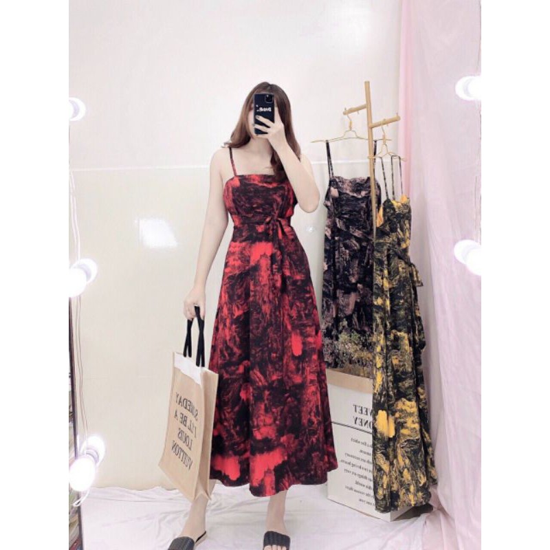 ĐẦM 2 DÂY CÚP NGỰC LOANG MÀU