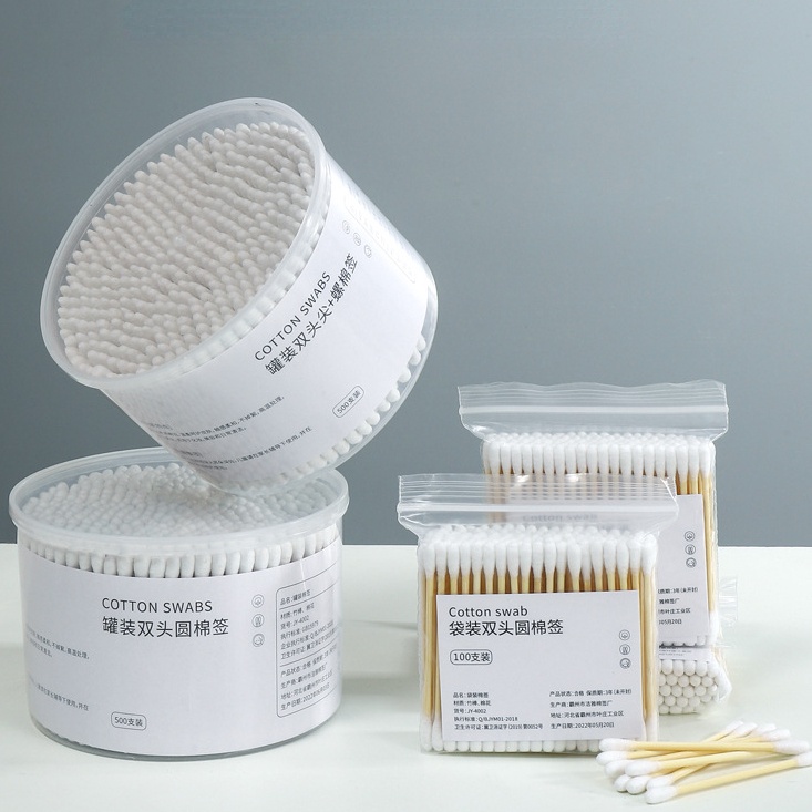 Hộp 500 Tăm Bông Cotton Hai Đầu Dùng Vệ Sinh Tai / Trang Điểm Đa Năng