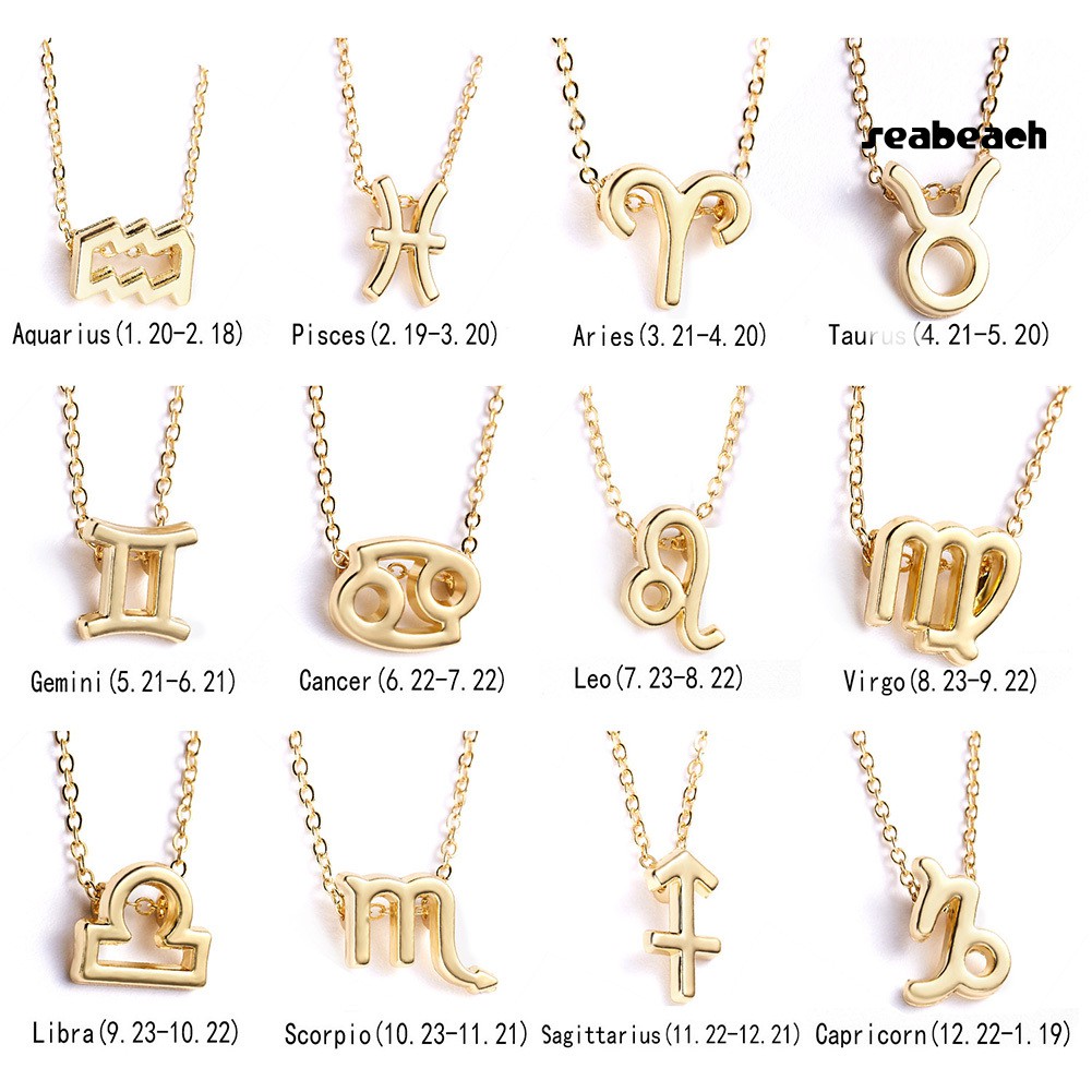 ps/Women Constellations Symbol Pendant Gold Plated Clavicle Chain Necklace Jewelry