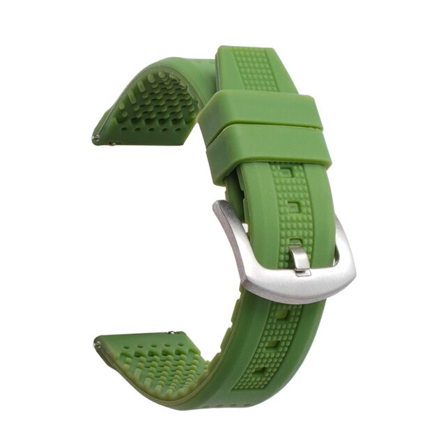 Dây Đeo Đồng Hồ Thể Thao Bằng Silicon Thoáng Khí Có Khóa Kim Loại Bạc 16mm 18mm 20mm 22mm 24mm