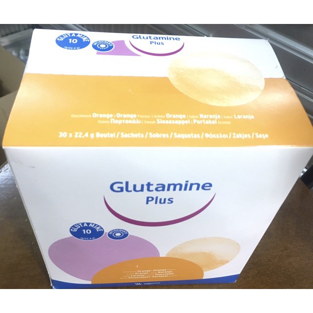 Bột hòa tan Glutamine Plus Orange (30 gói) - Dinh dưỡng Y học cho bệnh nhân sau phẫu thuật và viêm nhiễm mãn tính