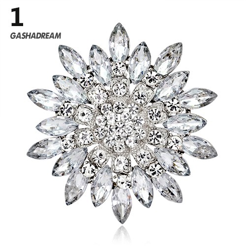 ♉GD Women Fashion Flower Brooch Crystal Rhinestone Jewelry for Wedding Party Gift