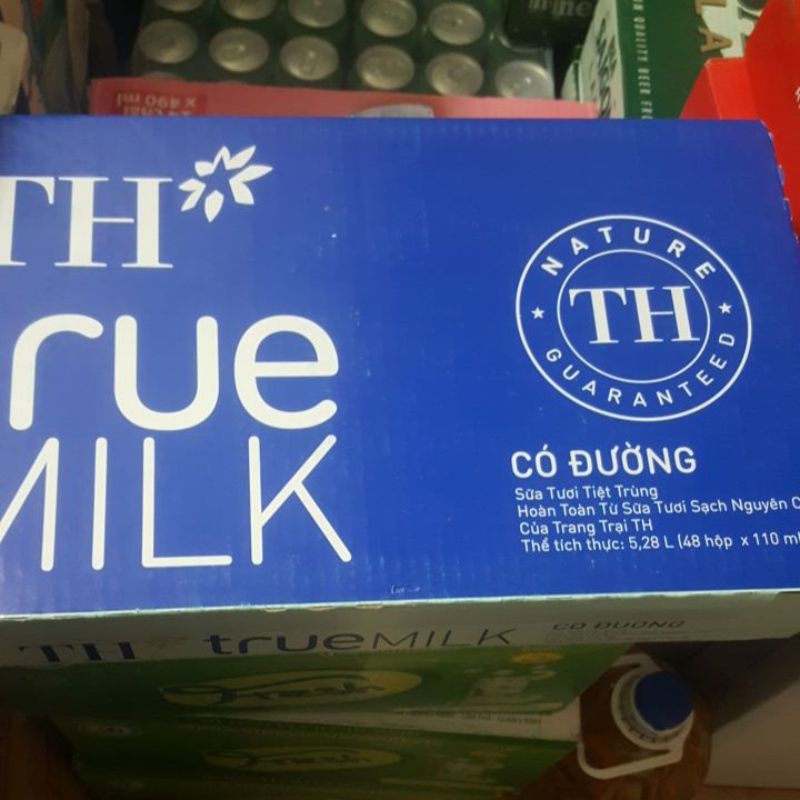 Thùng sữa TH 110ml có đường, ít đường, không đường