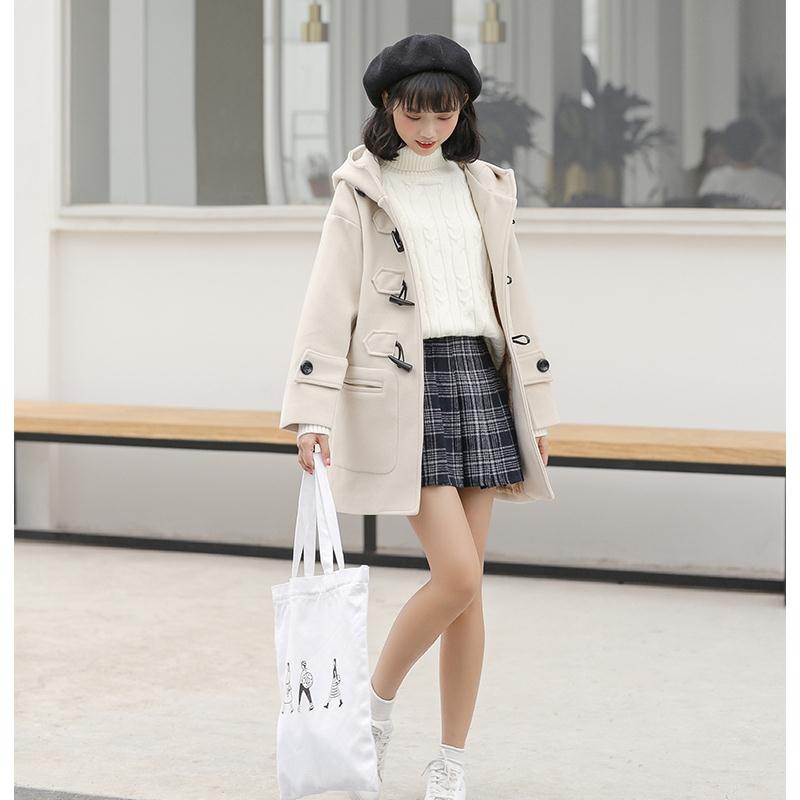 Áo Khoác Len Cotton Chần Bông Dáng Rộng Cỡ Vừa Phong Cách Preppy Nhật Bản Giữ Ấm Mùa Thu Đông Cho Nữ Sinh
