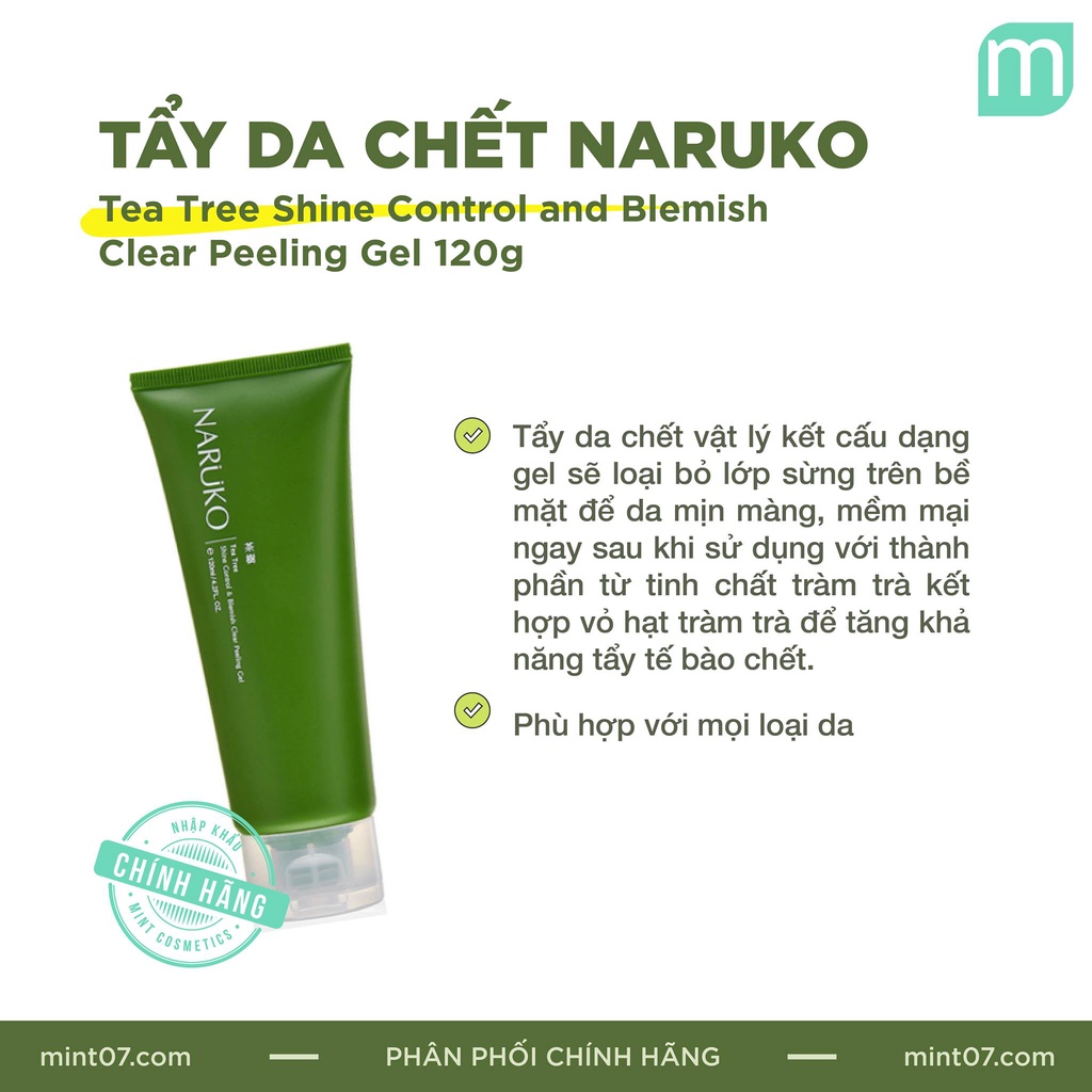 Gel Tẩy Tế Bào Chết Naruko Trà Tràm Tea Tree Shine Control And Blemish Clear Peeling Gel