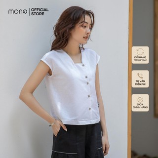 Áo ba lỗ nữ linen MONO màu trắng cổ thang