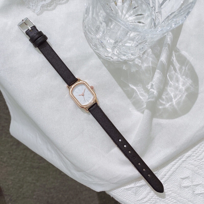 Đồng Hồ Quartz Nữ Mặt Oval Phong Cách Vintage Hàn Quốc