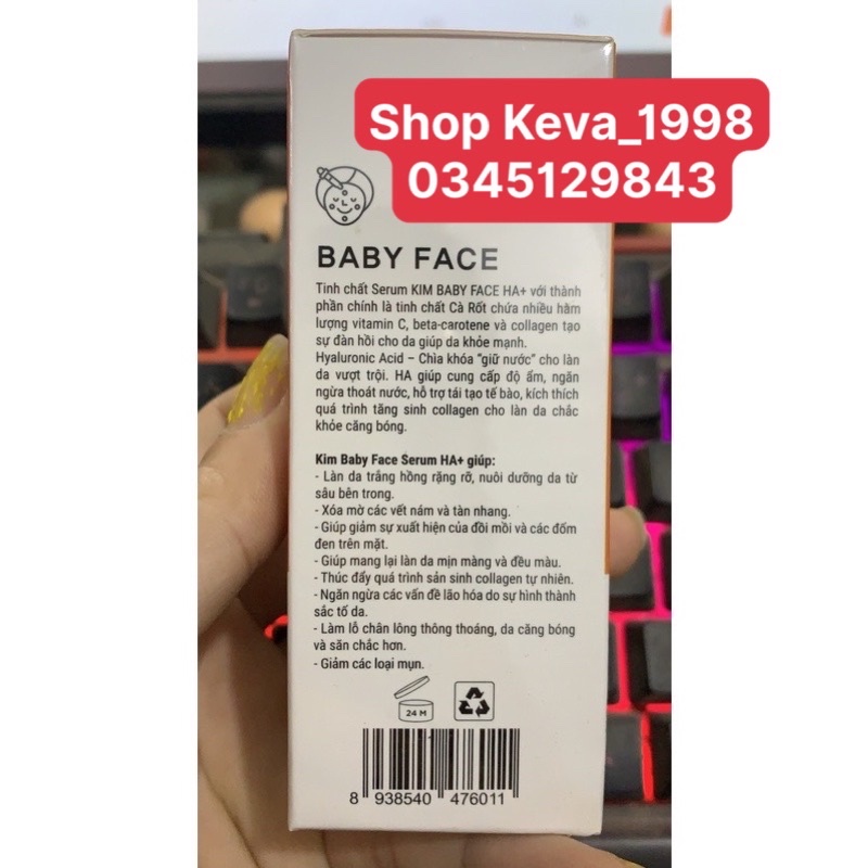 ( cam kết chính hãng ) SERUM KIM BABY FACE HA+ _ TINH CHẤT TRUYỀN TRẮNG KIM BABY FACE HA