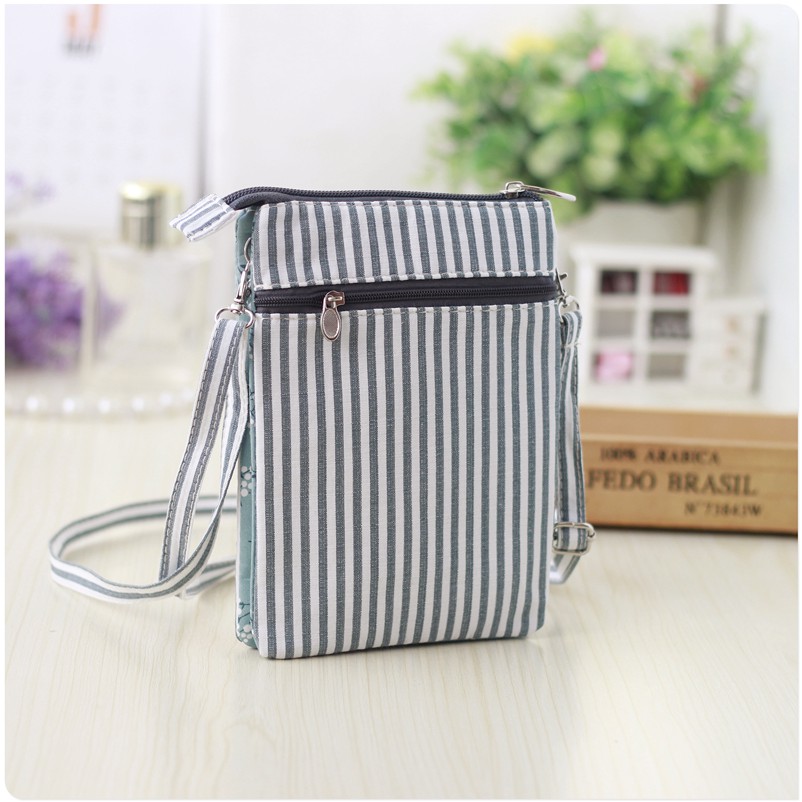 Túi Đeo Chéo Nhỏ Nhiều Ngăn Đựng Điện Thoại/Chìa Khóa/ Passport Bằng Vải