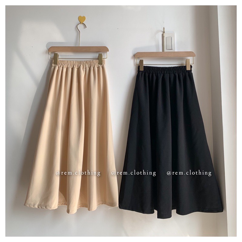 Váy xoè trơn lưng chun