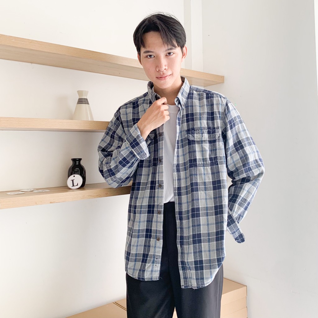 GIẢM SỐC ÁO KHOÁC SƠ MI FLANNEL 69K ÁO [ SIZE L ] CARO CHỐNG NẮNG DÀI TAY HÀNG 2HAND TUYỂN CHỌN