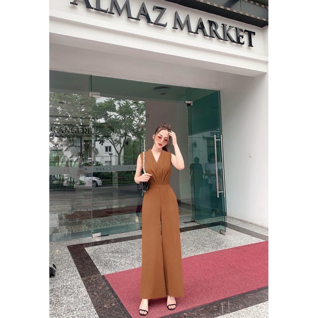 Jumsuit Dài 💝FREESHIP💝 Jum dài ống suông cổ tim dây kéo lưng xếp ly bụng xinh xắn J1132 | WebRaoVat - webraovat.net.vn