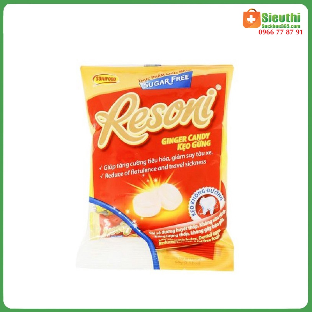 Combo 10 hộp Kẹo Gừng Resoni không đường cho người tiểu đường ăn kiêng Siêu Thị Sức Khoẻ 365