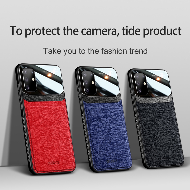 Ốp điện thoại da + acrylic PC cho Samsung Note 10 Lite