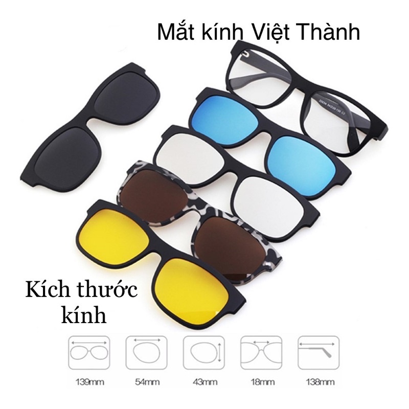 kính đa năng 5 in 1 dáng bầu chất liệu cao cấp bền chắc Kính râm cận 203