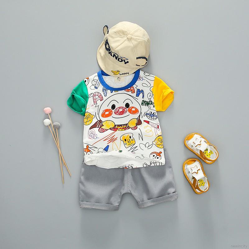 Set Áo Thun Tay Ngắn &amp; Quần Short Cho Bé Trai