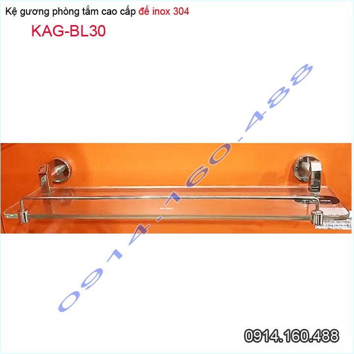 Kệ kính phòng tắm Kace KAG-BL30 SUS304, Kệ kiếng cường lực inox dập khuôn Nhật Bản thiết đẹp sử dụng tốt