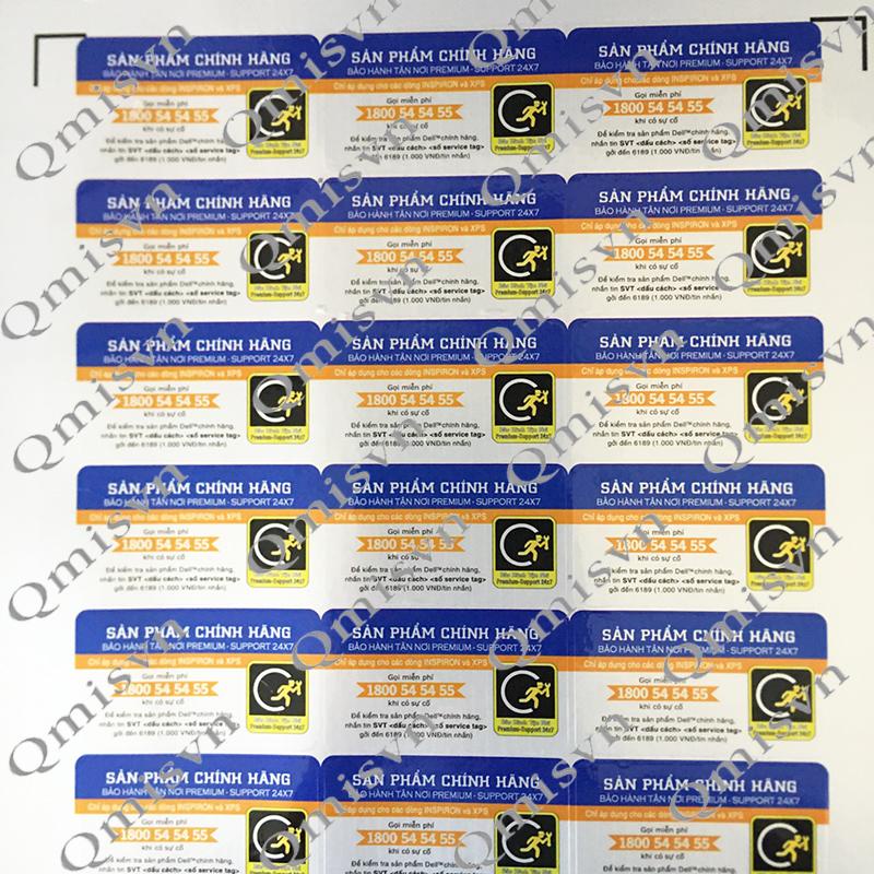 Miếng dán ghi thông tin bảo hành laptop Dell, trang trí laptop, tăng giá trị máy