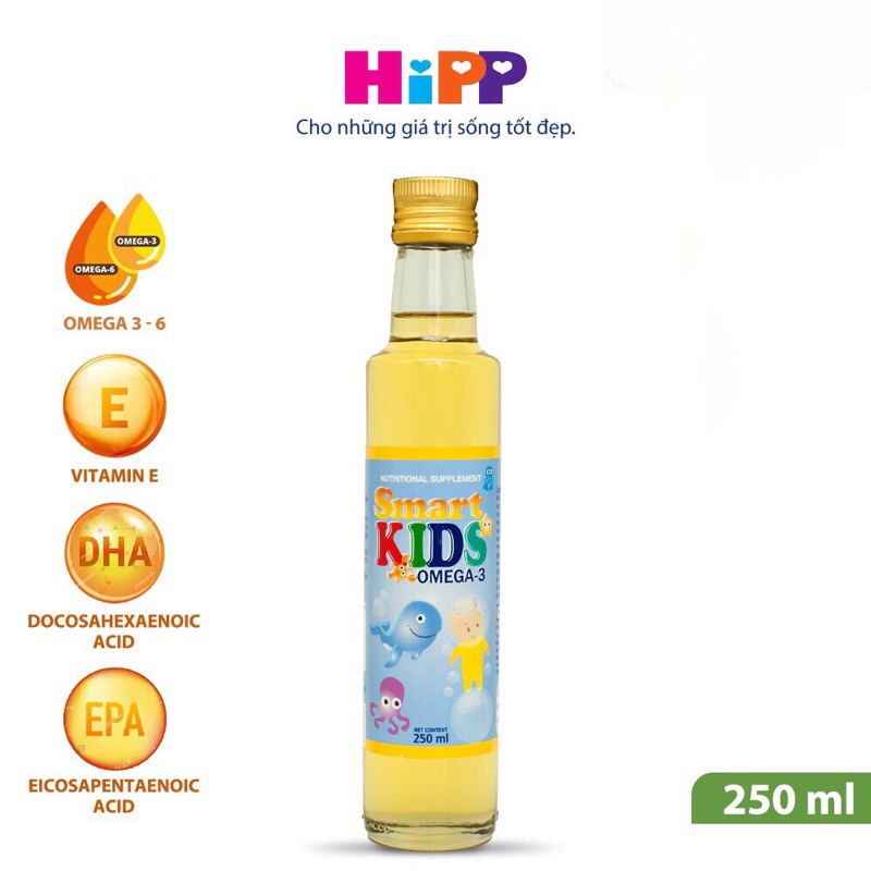 (7M) Dầu cá hồi Omega Smart Kids 250ml dành cho bé ăn dặm