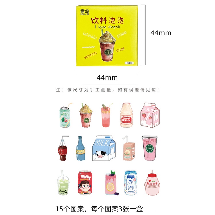 Set 46 Sticker Dán Trang Trí Nhật Ký / Sổ Tay / Sổ Tay / Sổ Tay