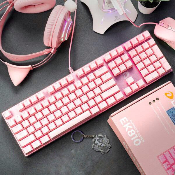 Bàn Phím Cơ DAREU EK810 PINK - Led Pink (USB/Red switch) - Bàn Phím Gaming Màu Hồng Chính Hãng