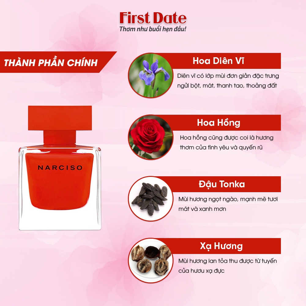 Nước hoa nữ hương phấn bộ ba Narciso Cam Lùn - Narciso Hồng lùn - Narciso Đỏ lùn First Date