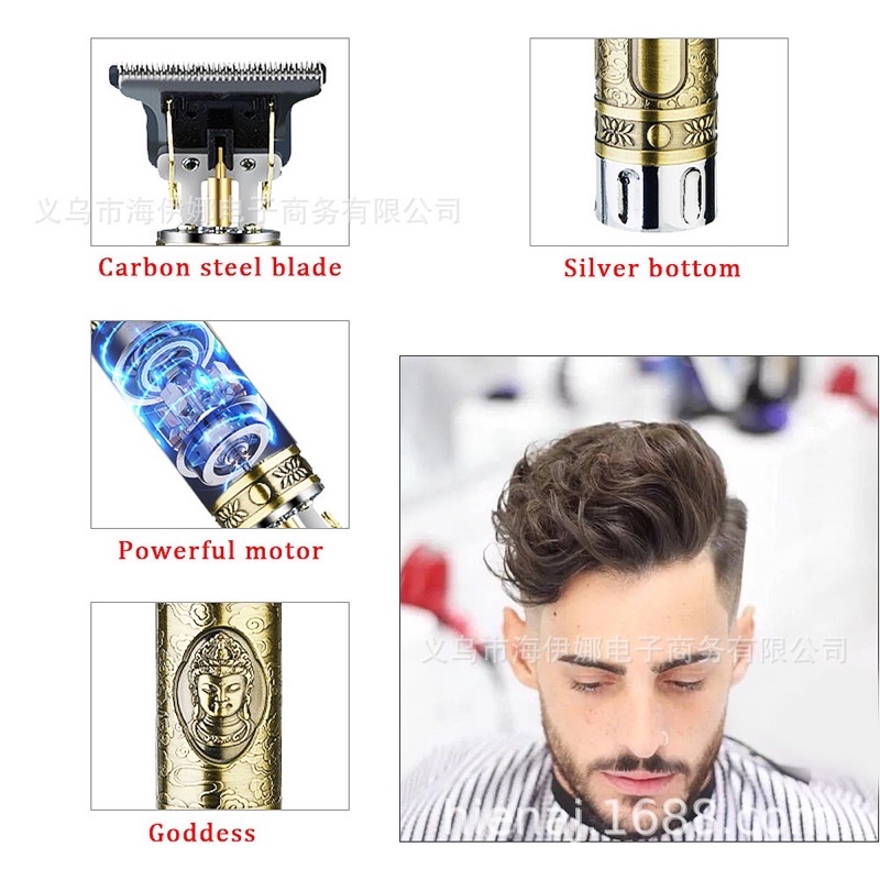 Tăng đơ cắt tóc cạo râu kiếm chấm viền đầu sạc usb