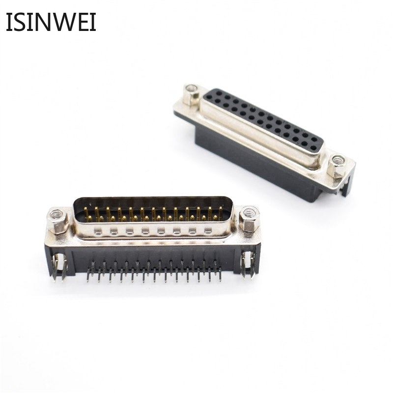 5PCS DR25 DB25 D-SUB Angle Angled 25 Pin Female Male PCB Mount Socket Connector