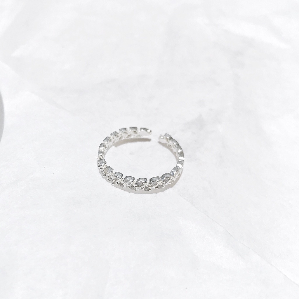 Nhẫn nữ bạc Aura đẹp kIểu lá hở nhỏ xinh đính đá-AURASILVER-N14