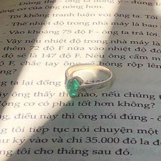 Nhẫn bạc emerald cho nữ size 12