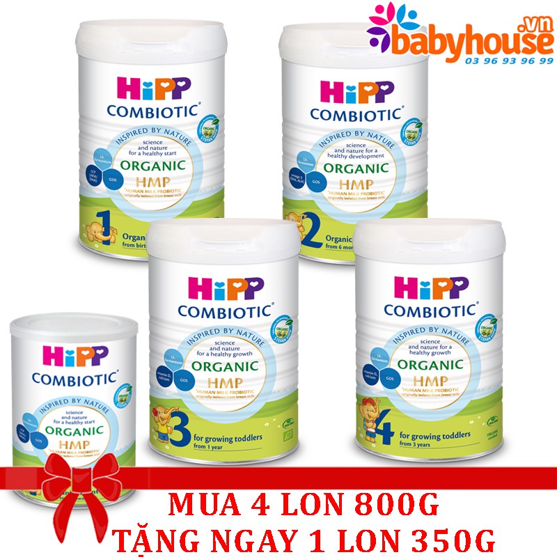 COMBO Sữa HiPP Combiotic SỐ 3 800G | MẪU MỚI | TÁCH TEM NẮP