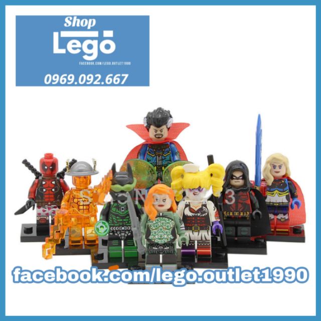 Xếp hình Deadpool Harley Quinn Robin Dr Strange Supergirl Dawnbreaker Dawn Flash DC Comics Lego Minifigures Pogo PG8164