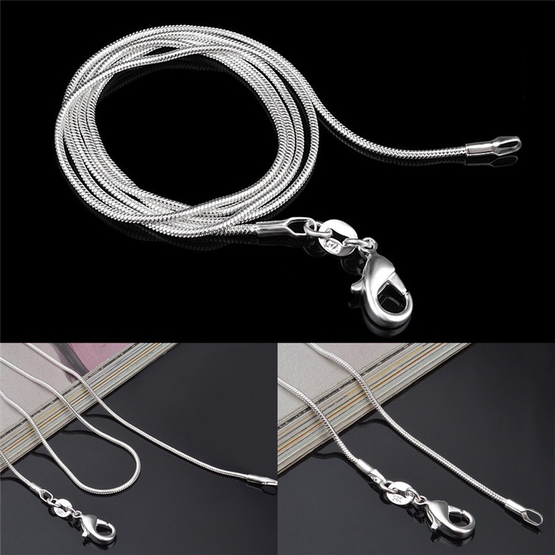 Vòng cổ Mạ Bạc 925 1mm 16 &quot;18&quot; Thời Trang