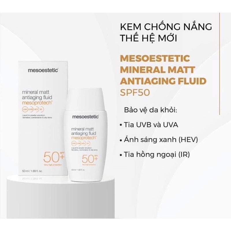 [100% AUTHENTIC] Kem chống nắng dành cho da dầu Méoestetic mineral matt antiaging fluid