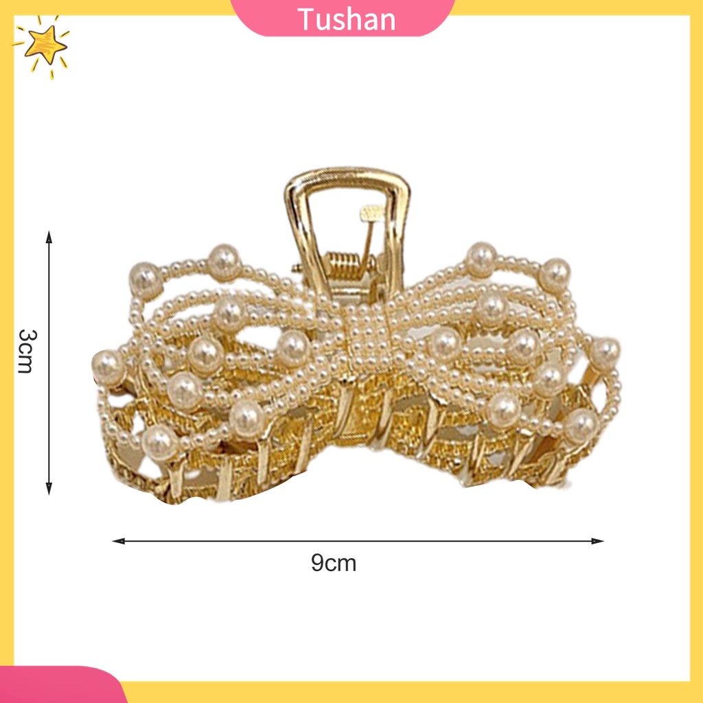 Kẹp Tóc Nơ Đính Ngọc Trai Giả Phong Cách Hàn Quốc