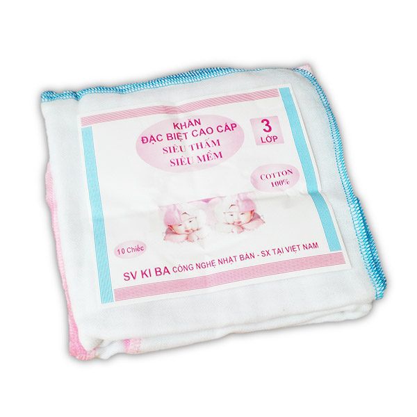 Khăn sữa cho bé sơ sinh gói 10 chiếc khăn xô sữa 3 lớp vải cotton đẹp