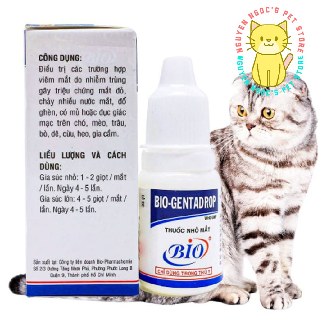 Thuốc nhỏ mắt cho CHÓ MÈO BIO - GENTADROP 10ml