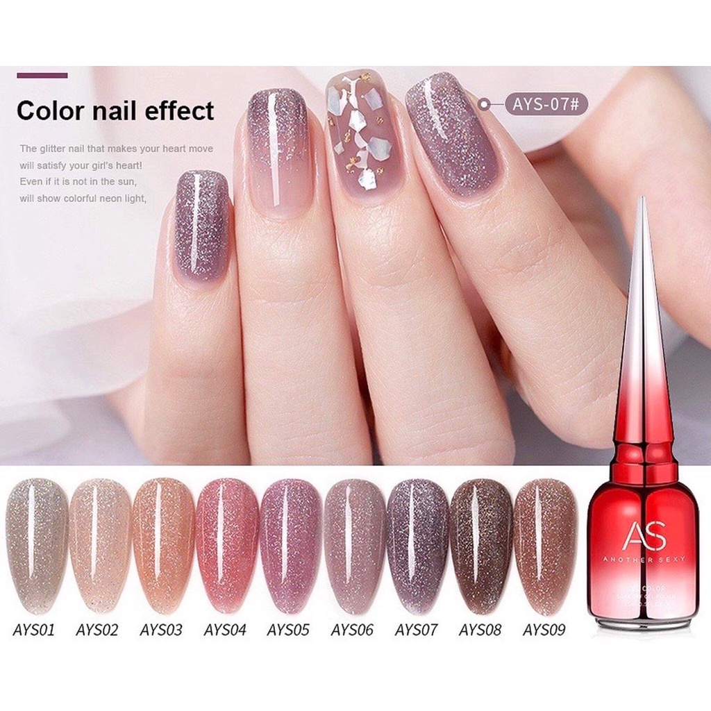 Sơn gel AS sơn móng tay gel sơn nhũ flash hồng siêu sáng 15ml mã AYS
