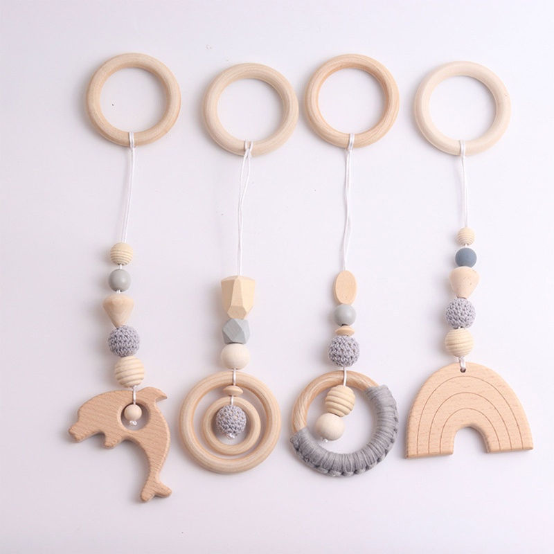 Set 4 Chuông Lục Lạc Di Động Treo Xe Đẩy Em Bé Sơ Sinh Chăm Sóc Răng Miệng