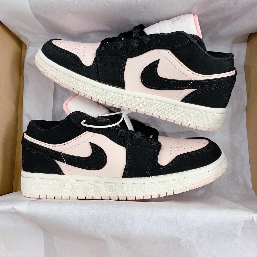 Giày Thể Thao Jordan 1 Hồng Đen Low Thấp Cổ Nữ Hàng Cao Cấp, Giày JD 1 low màu hồng nhạt mới nhất 2022